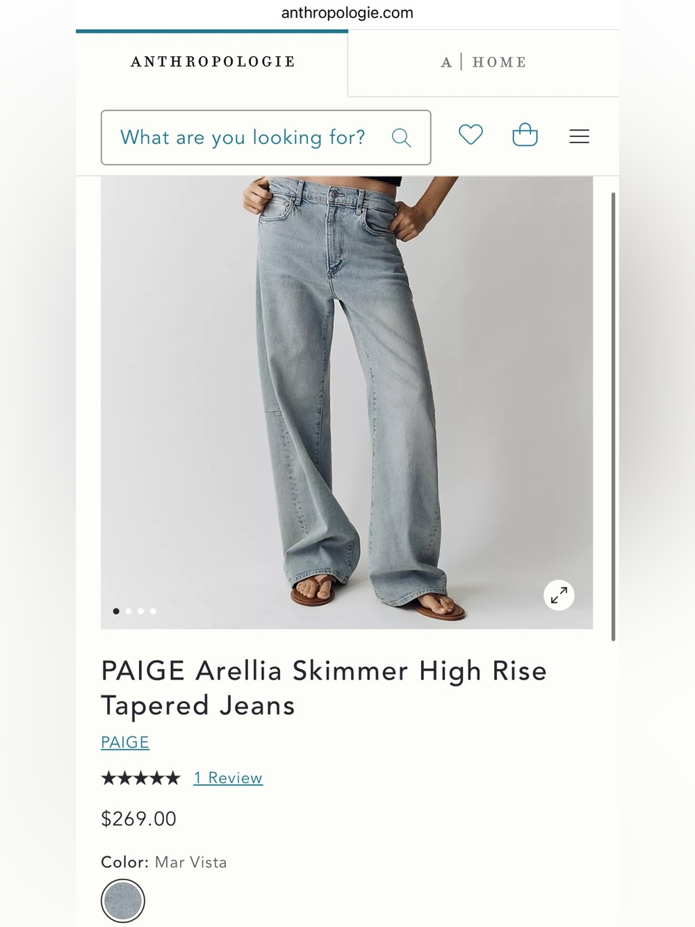 Anthropologie $269 PAIGE Arellia Skimmer High Rise Tapered Jeans Mar Vista 28 - Picture 5 of 15